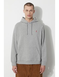 Bavlněná mikina Gramicci One Point Hooded Sweatshirt pánská, šedá barva, s kapucí, hladká