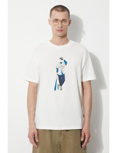 Bavlněné tričko New Balance béžová barva, s potiskem, MT41577SST
