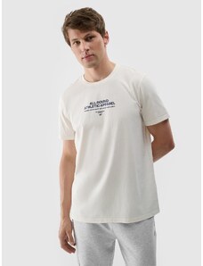 4F Pánské tričko s potiskem - krémové