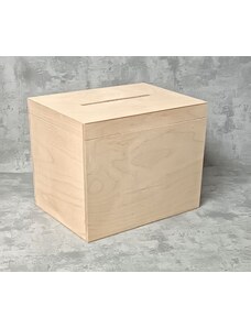 Dřevěná krabice s víkem pro vhazování přání - 29x21x23 cm - přírodní,