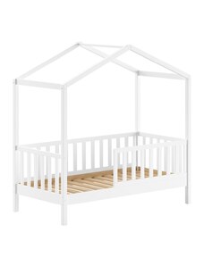 Bílá borovicová dětská postel Vipack Dallas se zábranou 70 x 140 cm