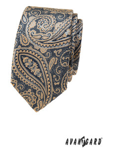 Modrá slim kravata s béžovým paisley motivem Avantgard 571-81451