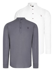 DOUBLE SET G783 DEWBERRY JUDGE COLLAR SHIRT-WHITE-ANTHRACITE