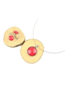 Laboka Set červený - visací náušnice + náhrdelník