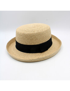 KRUMLOVANKA Dámský nemačkavý slamený klobouk Crochet s malou krempou P-24103 rafie natural