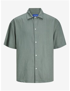 Zelená pánská lněná košile s krátkým rukávem Jack & Jones Faro - Pánské