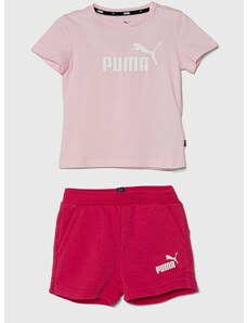 Dětská souprava Puma Logo Tee & Shorts Set růžová barva
