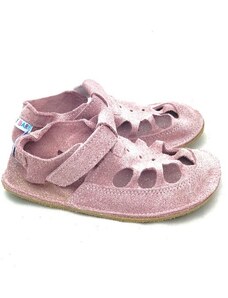 Baby bare shoes Baby bare sandálky Summer Perforation Sparkle Pink - růžová