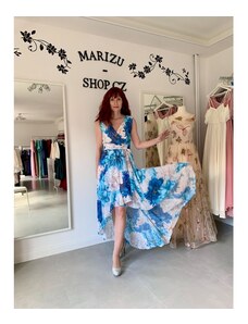 Marizu shop Krásné asymetrické šifonové společenské šaty s květinovým vzorem