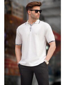 Madmext White Polo Neck Men's T-Shirt 6877