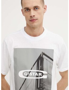 Bavlněné tričko G-Star Raw bílá barva, s potiskem, D24683-C372