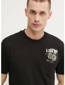 Bavlněné tričko G-Star Raw černá barva, s potiskem, D24687-C372
