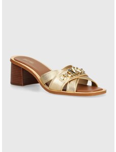 Kožené pantofle MICHAEL Michael Kors Tiffanie dámské, zlatá barva, na podpatku, 40S4TFMS1M
