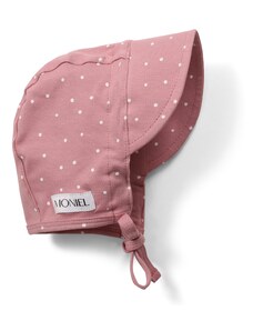 Moniel Dětská rostoucí zavazovací čepice s kšiltem Dots růžová