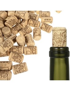 Ruhhy Korkové zátky na víno, 100 ks, světlá dřevěná barva, rozměry 2,2 x 3,3 cm