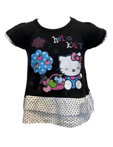 Nové dětské černo-bílé tričko Hello Kitty s kanýrem