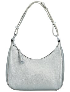 HERISSON Stylová dámská koženková kabelka na rameno Pandora, stříbrná