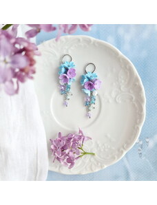 Mairi Rhiannon - kratší květinové náušnice modro-fialové
