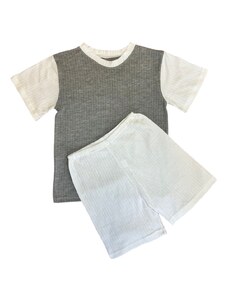 BAZAR-Dětské pyžamo - Klasic šedo-bílé