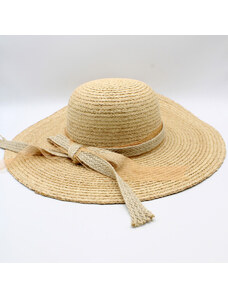 KRUMLOVANKA Dámský slaměný klobouk s širší krempou Crochet Big Brim 100% Rafia straw P-24504
