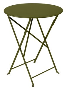 Zelený kovový skládací stůl Fermob Bistro Ø 60 cm - odstín pesto