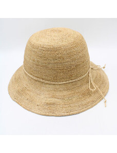 KRUMLOVANKA Dámský letní nemačkavý slaměný klobouk Cloche P-12672 z Rafie - krempa 8 cm