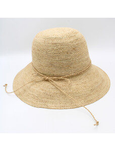 KRUMLOVANKA Dámský letní nemačkavý slaměný klobouk Cloche P-24500 z Rafie - krempa 9 cm