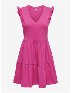 Tmavě růžové dámské basic šaty ONLY May - Dámské