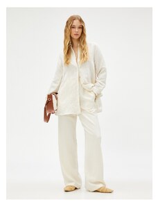 Koton Straight Leg Trousers With Pockets Linen Blend