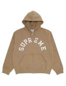 Supreme Champion Zip Up Hooded Sweatshirt Tan