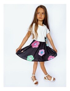 By Mini - butik Blossom šaty s mašličkou white/black