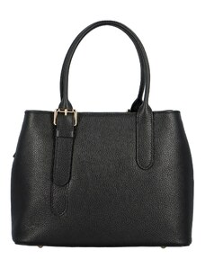 Dámská kožená kabelka do ruky černá - Delami Solida černá
