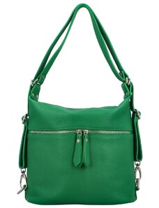 Dámský kožený kabelko/batoh zelený - Delami Teresa zelená