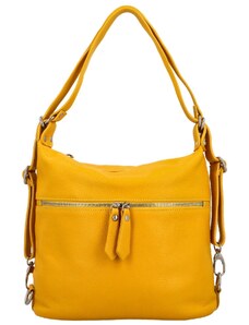 Dámský kožený kabelko/batoh žlutý - Delami Teresa žlutá