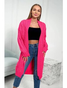 MladaModa Kardiganový svetr s copánkovým vzorem model SW1 neonově růžový