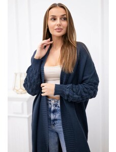 MladaModa Dlouhý kardiganový svetr s netopýřími rukávy model 2020-9 barva džínová