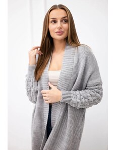 MladaModa Dlouhý kardiganový svetr s netopýřími rukávy model 2020-9 šedý