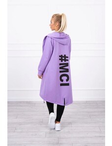 MladaModa Kardigán s kapucí a s velkým nápisem #MCI na zádech barva lila