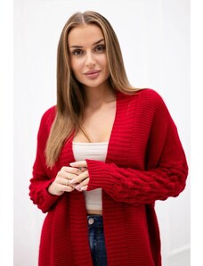 MladaModa Dlouhý kardigánový svetr s netopýřími rukávy model 2020-9 červený