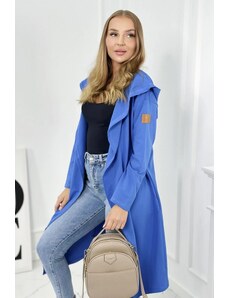 MladaModa Dlouhý kardigan s kapucí a kapsami model 9077 barva královská modrá
