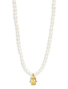 SYLVIENE Pozlacený perličkový náhrdelník MIRACLE Hamsa