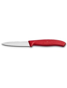 VICTORINOX Nůž na zeleninu s vlnkovaným ostřím 8 cm červený