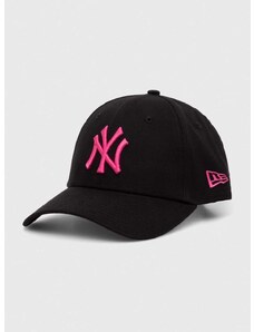 Bavlněná baseballová čepice New Era 9FORTY NEW YORK YANKEES černá barva, s aplikací, 60503372