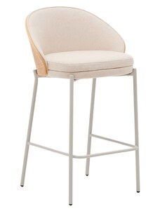 Béžová čalouněná barová židle Kave Home Eamy s dřevěným opěradlem 65 cm
