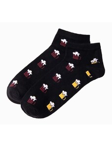 Ombre Clothing Veselé černé ponožky pivko V24 U177