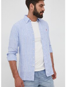 Plátěná košile Polo Ralph Lauren pánská, regular, s límečkem button-down