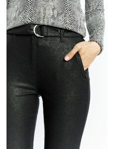 Monnari Kalhoty Dámské kalhoty s lehkým vzorem Černá barva