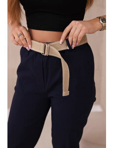 K-Fashion Kalhoty se širokým páskem námořnictvo