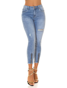 Style fashion Sexy úzké džíny s vysokým pasem a zipem
