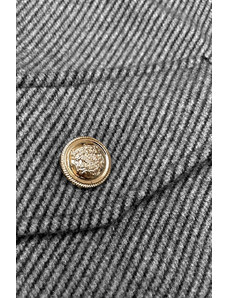MADE IN ITALY Šedá krátká pruhovaná žebrovaná bunda s ozdobnými knoflíky (244002)